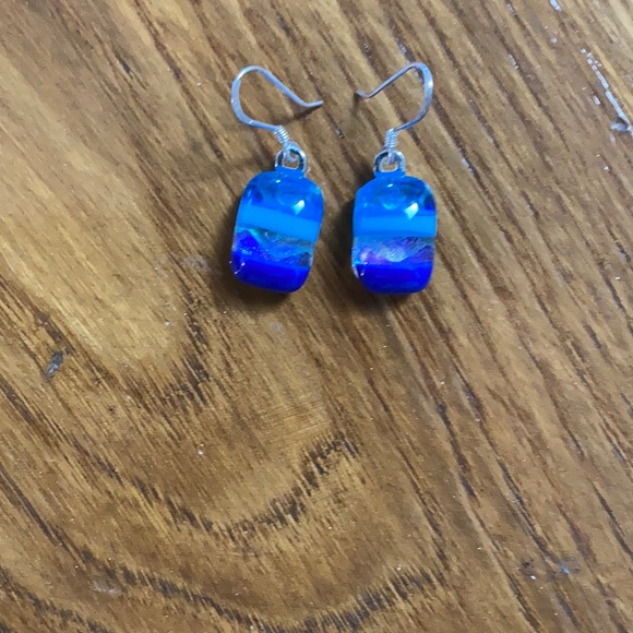 Sterling Silver and Art Glass Earrings - Picture 4 of 4